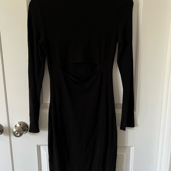 Helmut Helmut Lang Gala Piped Cutout Knit Long Sleeve Mini Dress Black - Picture 9 of 10